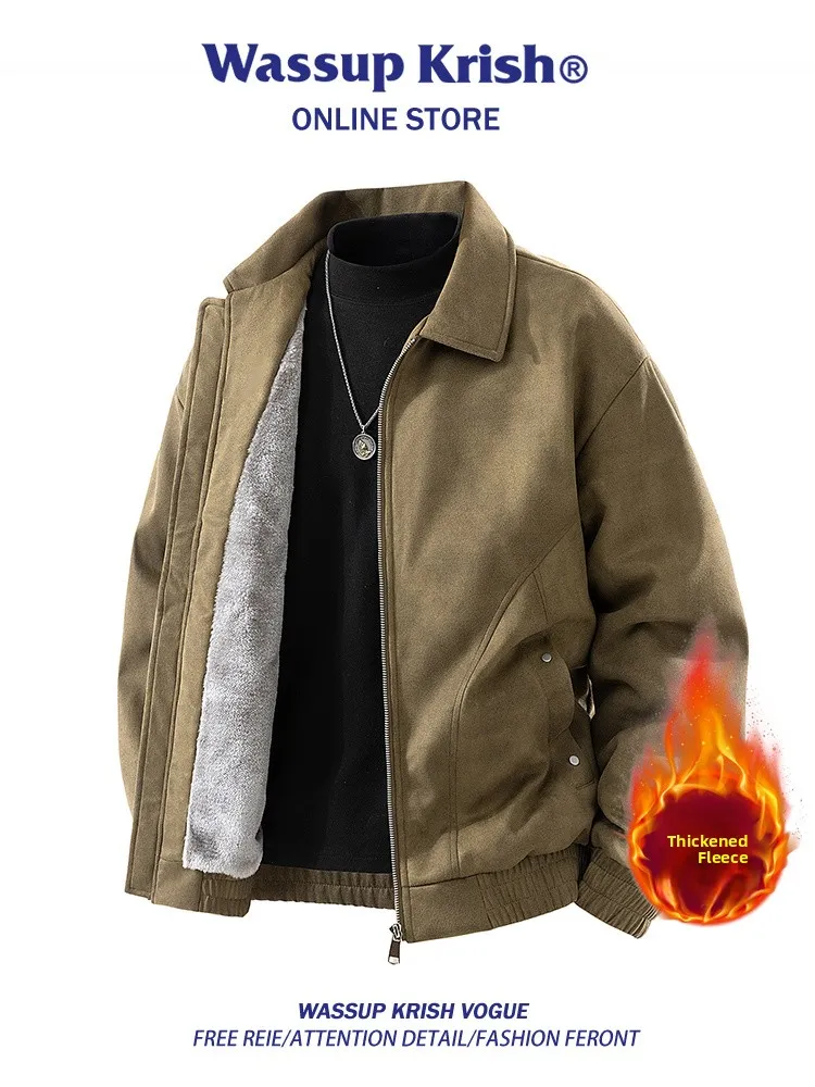 Wassup Kri American Suede Collar Jaet Men's Thiened Fce Autumn Winter Sli Brand Outerwear Casual Loose Fit
Wassup Kri American Suede Collar Jaet Men's Thiened Fce Autumn Winter Sli Brand Outerwear Casual Loose Fit