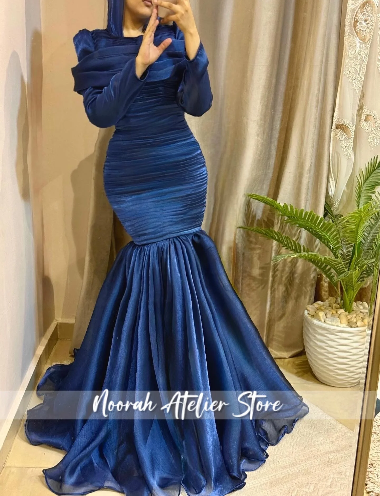New Elegant Blue High-Neck Evening Dresses Long Sleeves Prom Mermaid Muslim Formal Gown For Woman robe de bal Dubai Customized
New Elegant Blue High-Neck Evening Dresses Long Sleeves Prom Mermaid Muslim Formal Gown For Woman robe de bal Dubai Customized
