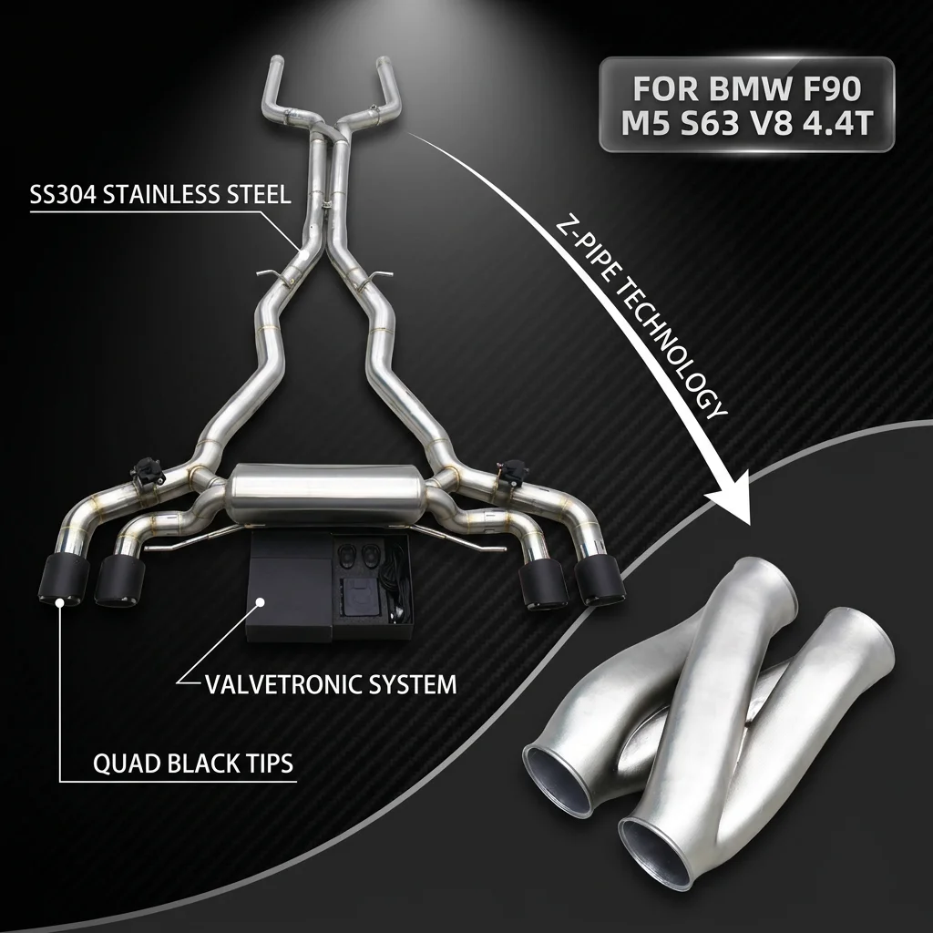 Stainless Steel Z-Tube Exhaust System with Remote Control, Compatible with BMW M5 F90 S63 V8 4.4T 2018-2023, Valvetronic Pipe
Stainless Steel Z-Tube Exhaust System with Remote Control, Compatible with BMW M5 F90 S63 V8 4.4T 2018-2023, Valvetronic Pipe