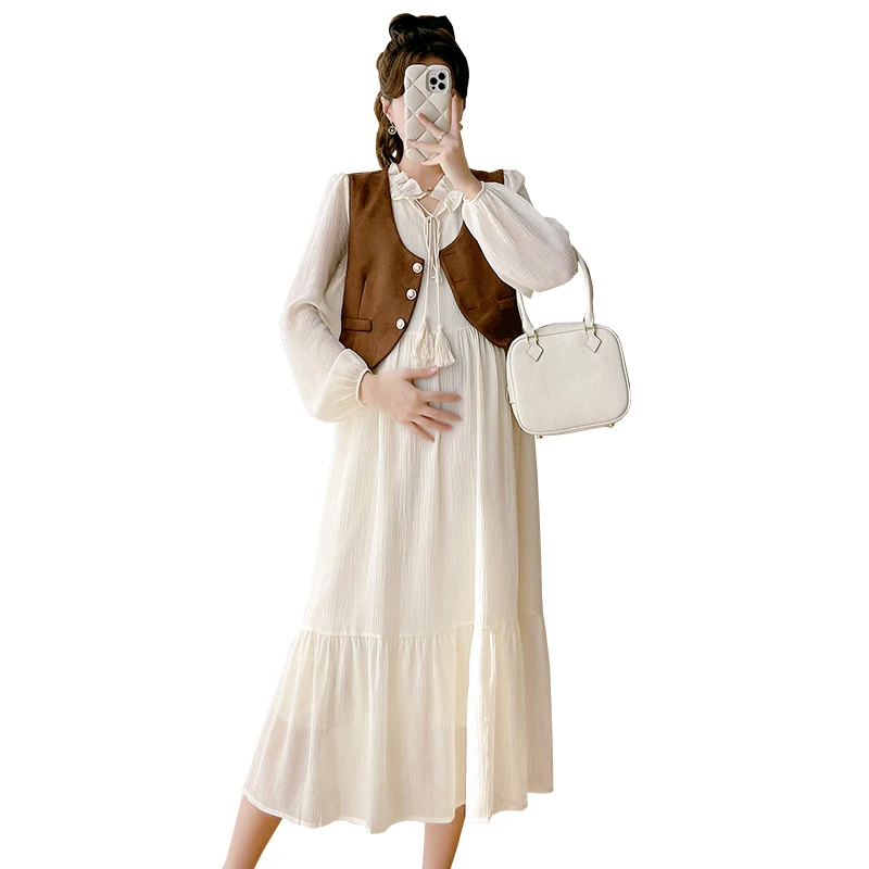 2024 Spring Pregnant Women's Dress Long Lantern Sleeve Ruffles Tassel Collar Maternity Fishtail Dress Loose Pregnancy Clothes
2024 Spring Pregnant Women's Dress Long Lantern Sleeve Ruffles Tassel Collar Maternity Fishtail Dress Loose Pregnancy Clothes