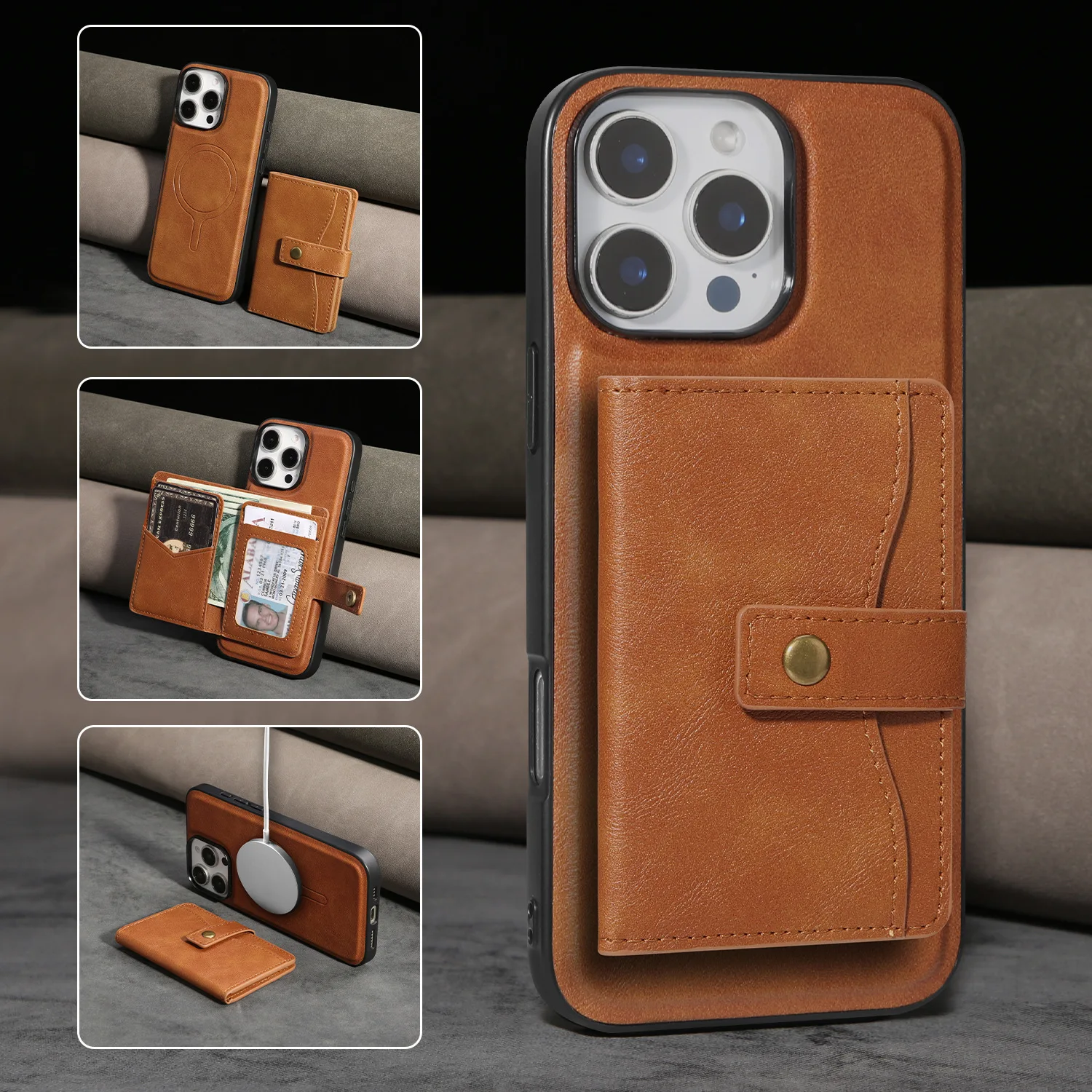 Applicable to Apple 17E wireless charging phone cases, S25 magnetic card holder, S24 two-in-one wallet, 16PRO protective case
Applicable to Apple 17E wireless charging phone cases, S25 magnetic card holder, S24 two-in-one wallet, 16PRO protective case