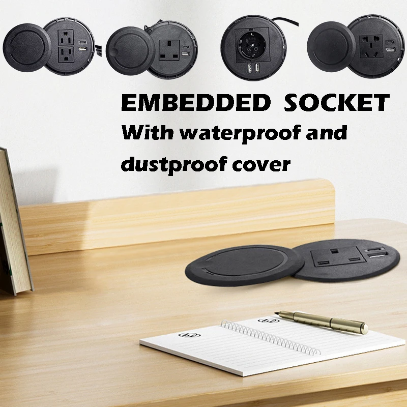 Desktop socket Multifunctional US UK EU Socket with USB Type-C Recessed Desktop Plug Round Socket Protection Outlet Desktop
Desktop socket Multifunctional US UK EU Socket with USB Type-C Recessed Desktop Plug Round Socket Protection Outlet Desktop