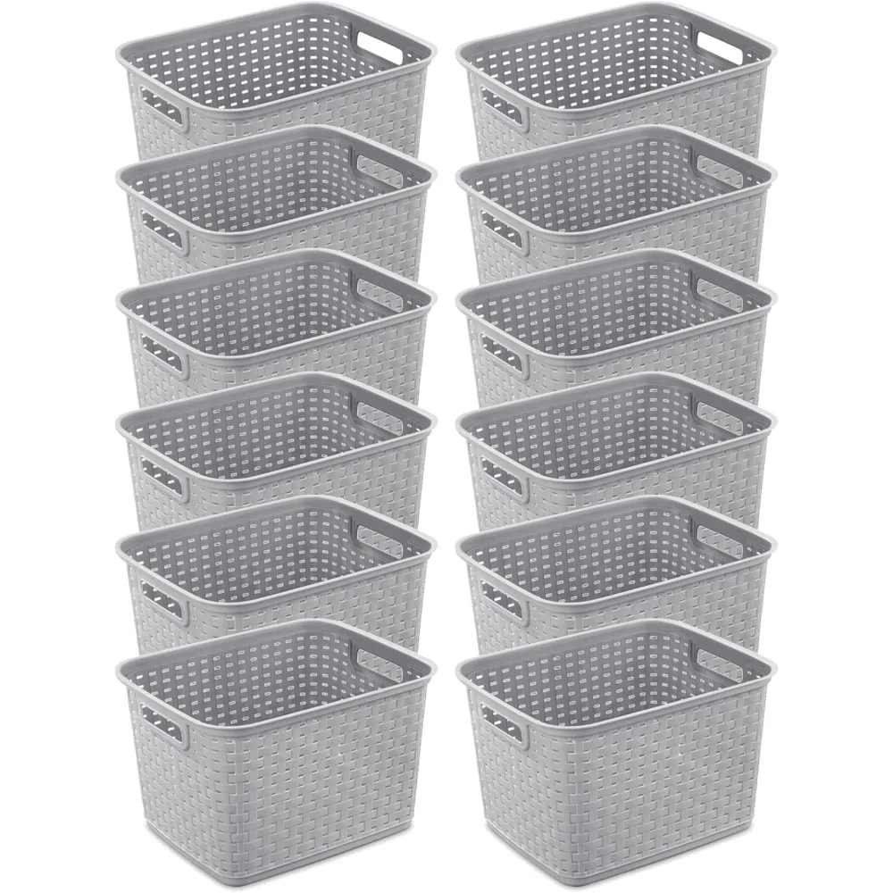 12 Pack Tall Weave Baskets, Plastic Decorative Storage Organizer Bin, Cement Gray
12 Pack Tall Weave Baskets, Plastic Decorative Storage Organizer Bin, Cement Gray