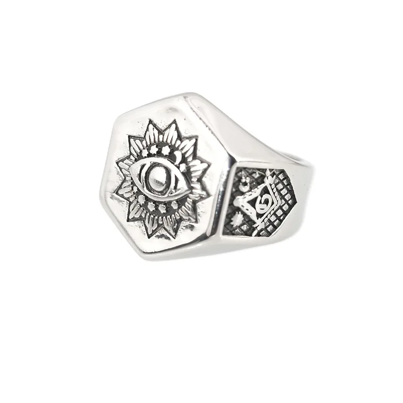 European and American Domineering Inner Ring Brushed Demon's Eye Freemason Boys' Stainless Steel Rings Size 8-13
European and American Domineering Inner Ring Brushed Demon's Eye Freemason Boys' Stainless Steel Rings Size 8-13