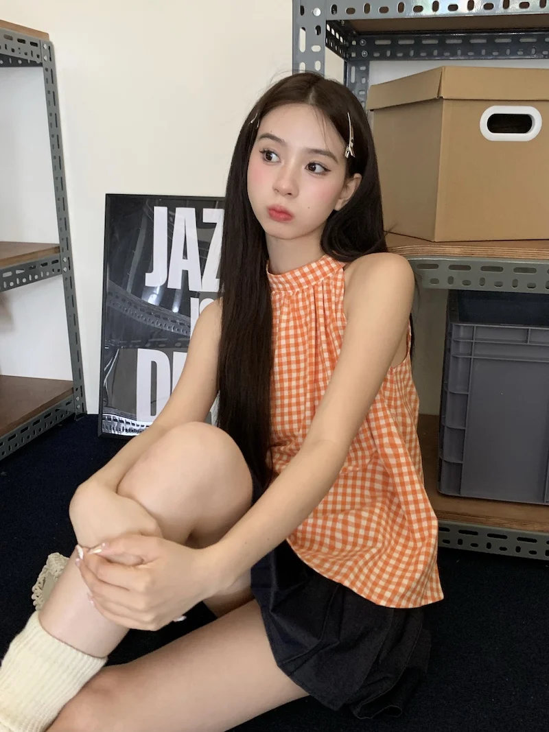 Summer New Style Women's Plaid Sleeveless Vest Strapless Sweet Style Loose Neck Hanging Top Knot Inner Wear Outer Wear
Summer New Style Women's Plaid Sleeveless Vest Strapless Sweet Style Loose Neck Hanging Top Knot Inner Wear Outer Wear