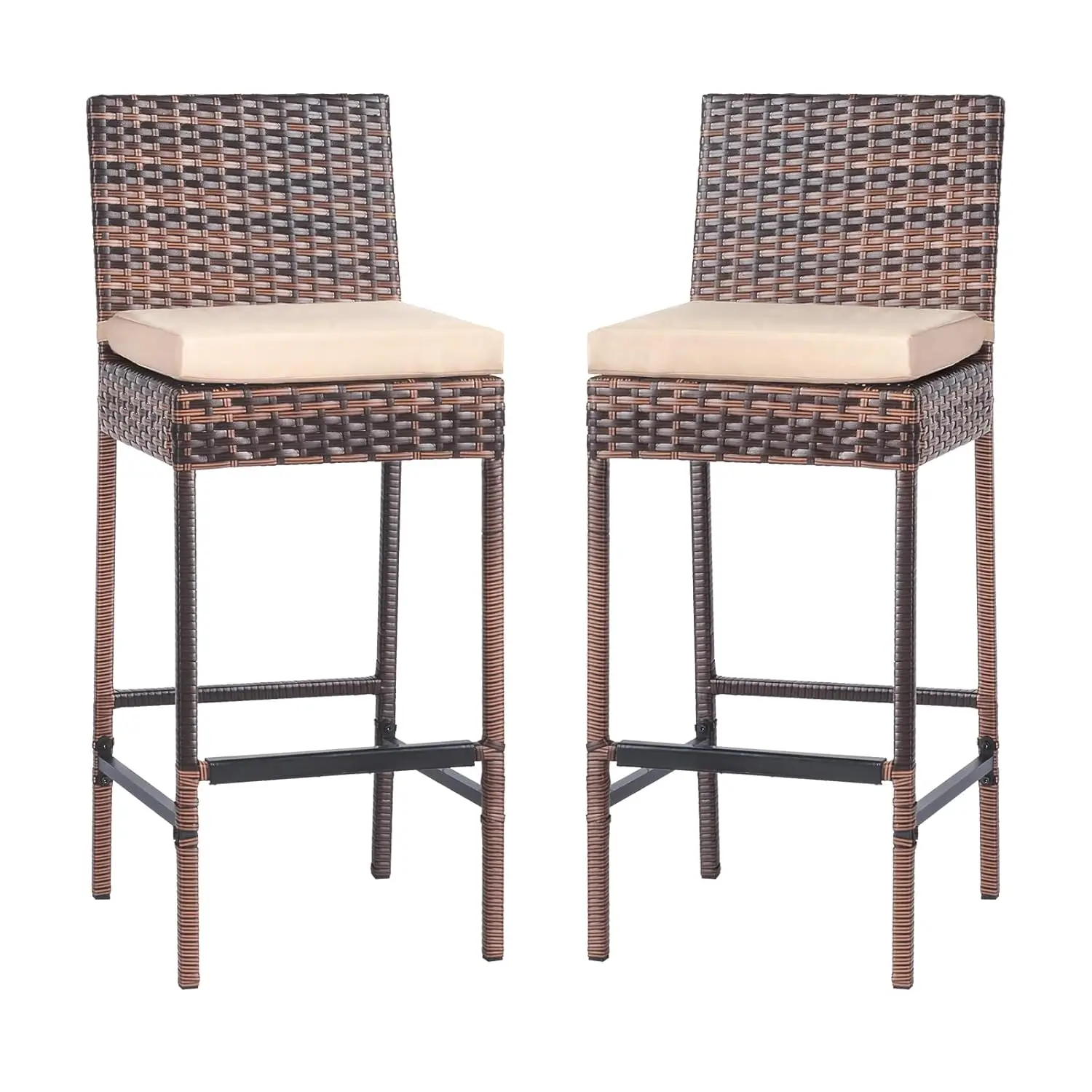 Outdoor Wicker Bar Stool Set of 2, Patio Bar Stools w/Cushion, Bar Height Patio Chairs Outdoor Rattan Barstools for, Customized
Outdoor Wicker Bar Stool Set of 2, Patio Bar Stools w/Cushion, Bar Height Patio Chairs Outdoor Rattan Barstools for, Customized
