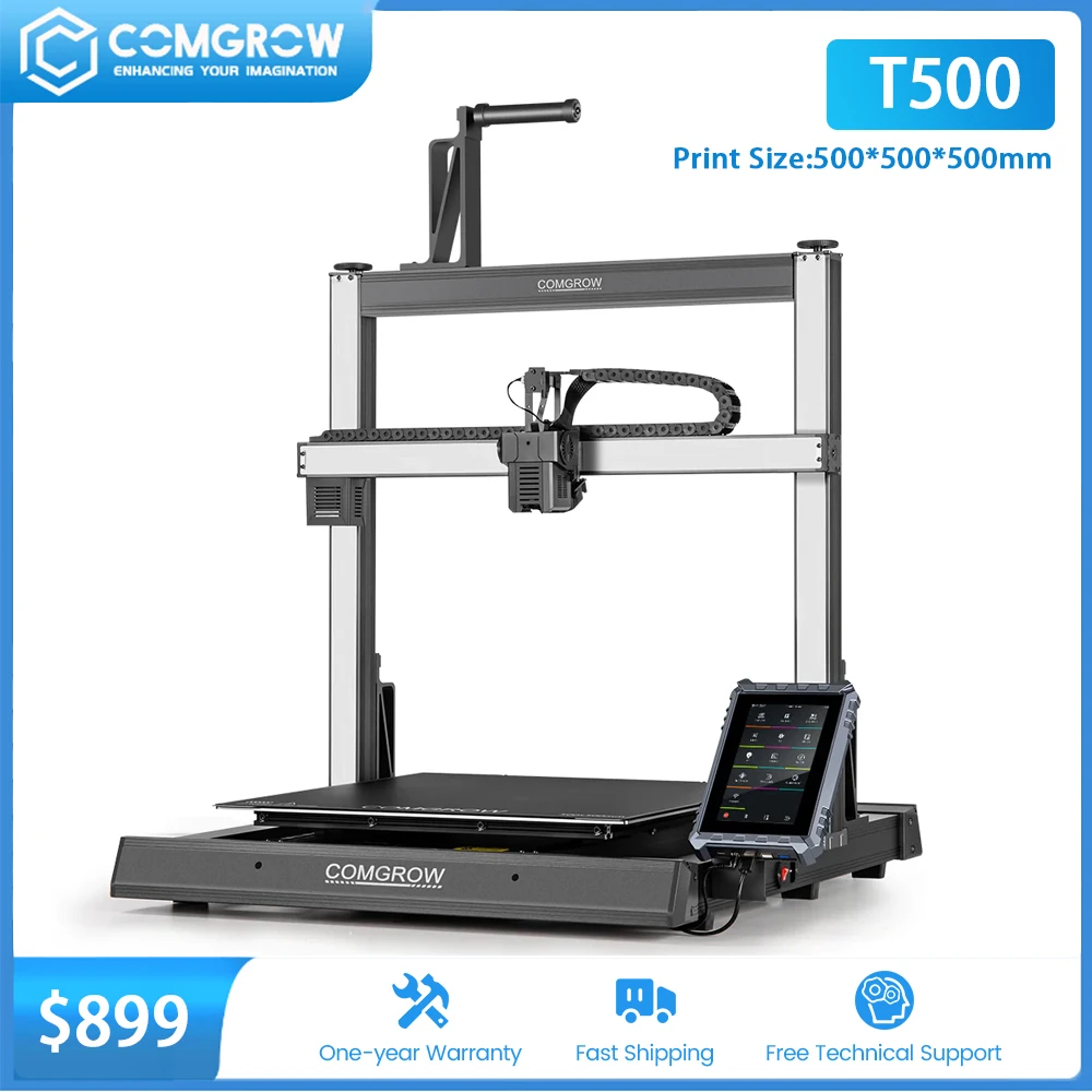 COMGORW T500 3D Printer Large DIY FDM 3d printer 7 Inches Klipper Direct Drive XYZ Linear Rails Printing Size 500*500*500mm
COMGORW T500 3D Printer Large DIY FDM 3d printer 7 Inches Klipper Direct Drive XYZ Linear Rails Printing Size 500*500*500mm