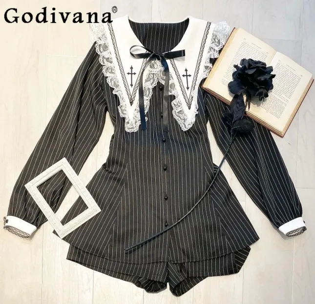 Japanese Mine Mass- Produced Sweet Cross Embroidered Dress Suit Womens High Waist Slim Lolita Dress + Shorts 2 Pieces Outfit
Japanese Mine Mass- Produced Sweet Cross Embroidered Dress Suit Womens High Waist Slim Lolita Dress + Shorts 2 Pieces Outfit
