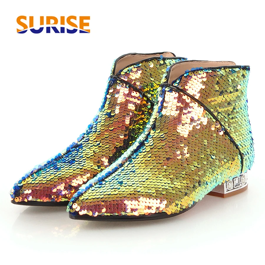 Elegant Winter Women Ankle Boots Gold Black Sequined Cloth Pointed Toe Low Square Heel Party Dress Lady Zipper Bling Short Boots
Elegant Winter Women Ankle Boots Gold Black Sequined Cloth Pointed Toe Low Square Heel Party Dress Lady Zipper Bling Short Boots