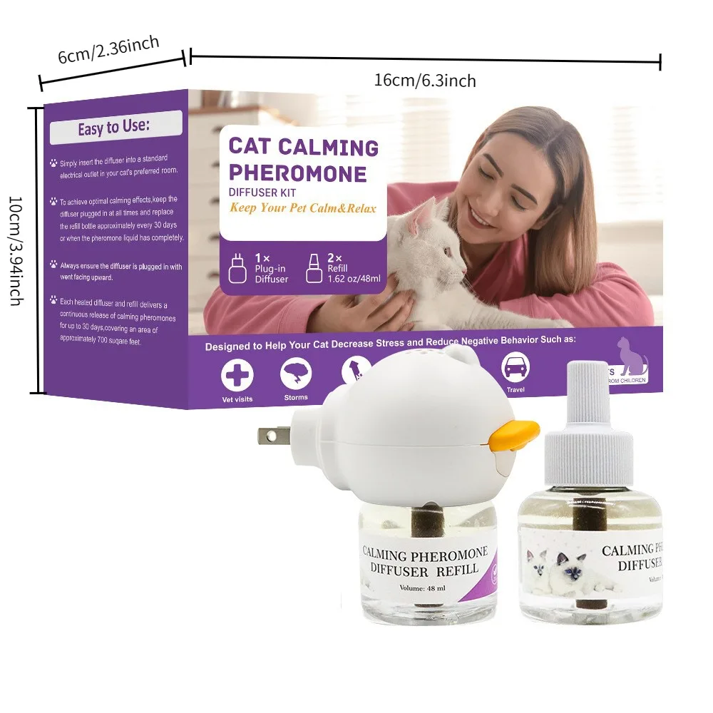Cat Calming Pheromone Diffuser Kit Plug-In Relaxant Start Kit 2x48ml 30-Day Refill for Anxiety Stress Relief Home Indoor Kitten
Cat Calming Pheromone Diffuser Kit Plug-In Relaxant Start Kit 2x48ml 30-Day Refill for Anxiety Stress Relief Home Indoor Kitten