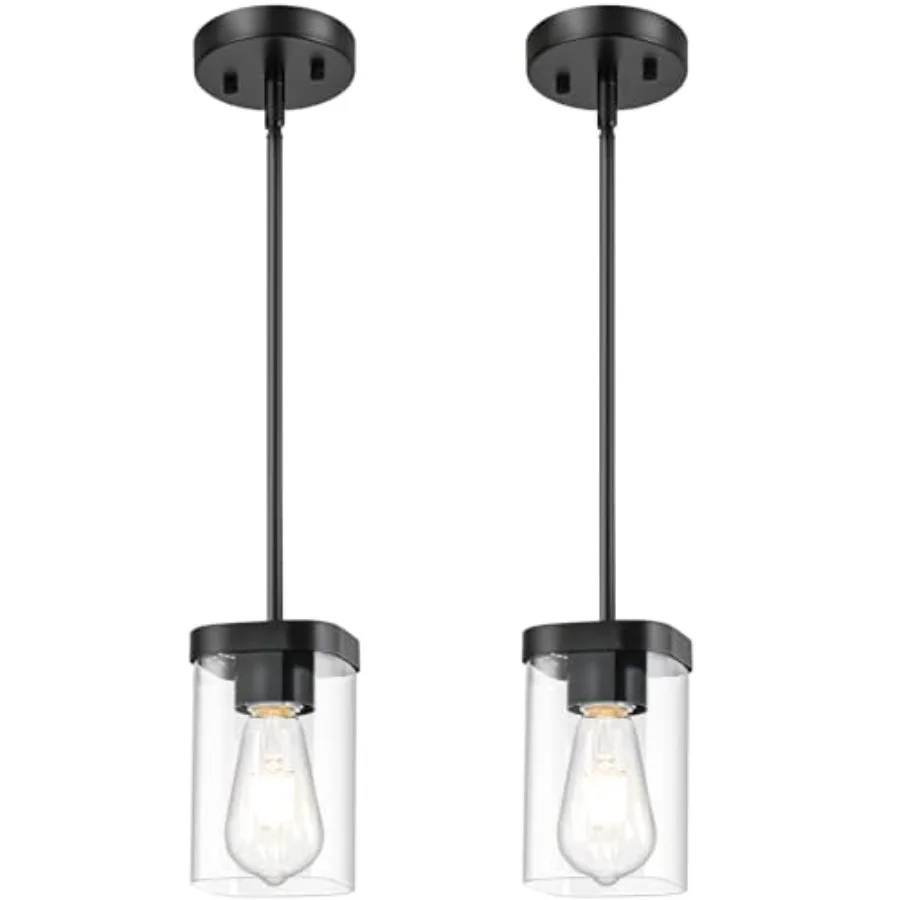Modern Pendant Light Fixtures 2-Pack Matte Black Pendant Lights Kitchen Island with Square Transparent Glass Glass Pendant Ligh
Modern Pendant Light Fixtures 2-Pack Matte Black Pendant Lights Kitchen Island with Square Transparent Glass Glass Pendant Ligh