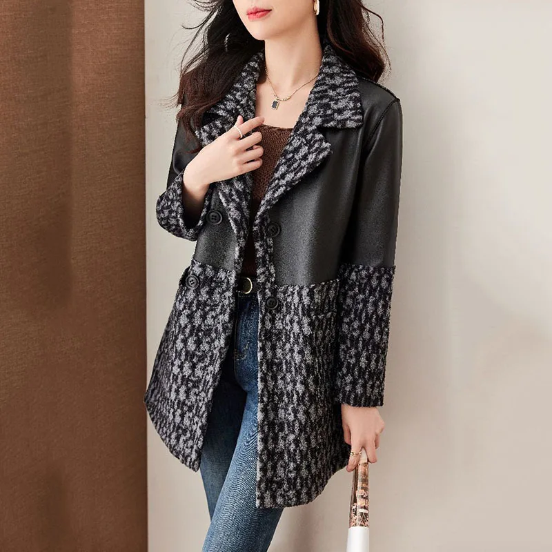 PU Leather Jacket for Women, Long Double-Sided Leather Dress, Splicing Trench Coat, Female Casual Motorcycle Jacket, New Fashion
PU Leather Jacket for Women, Long Double-Sided Leather Dress, Splicing Trench Coat, Female Casual Motorcycle Jacket, New Fashion