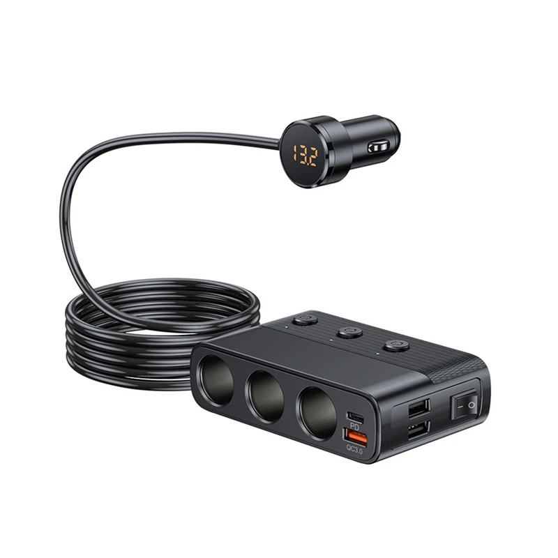 Hot Salecar Charger Adapter 127W With PD QC3.0 USB & Type-C Ports Splitter LED Display - Model C28
Hot Salecar Charger Adapter 127W With PD QC3.0 USB & Type-C Ports Splitter LED Display - Model C28