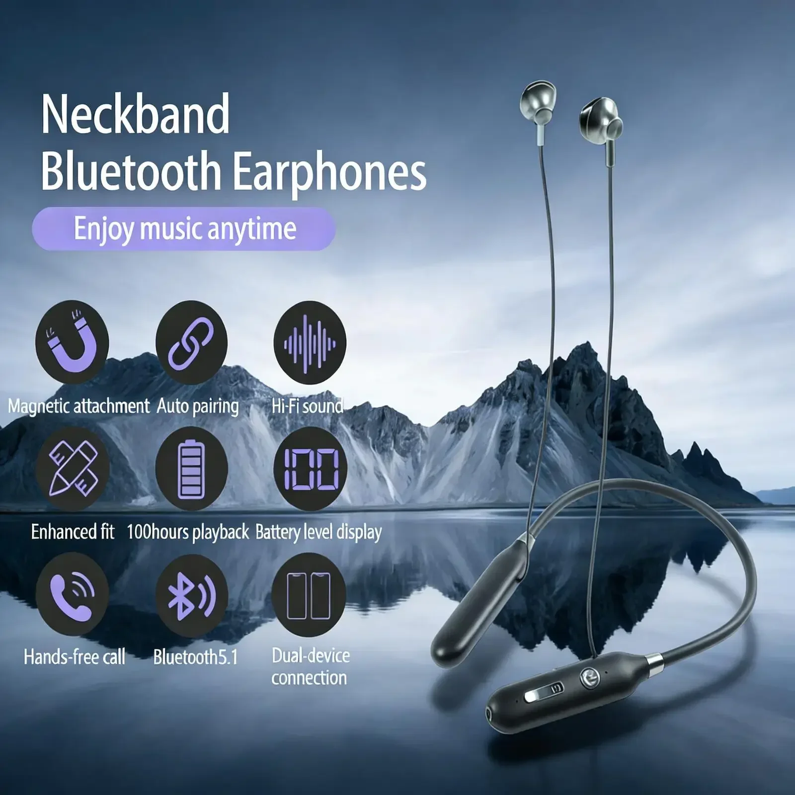 100 Hours Playtime TWS Neckband Wireless Earphones HiFi Stereo Waterproof TF Card Support for Music Sport Daily Workout Use
100 Hours Playtime TWS Neckband Wireless Earphones HiFi Stereo Waterproof TF Card Support for Music Sport Daily Workout Use