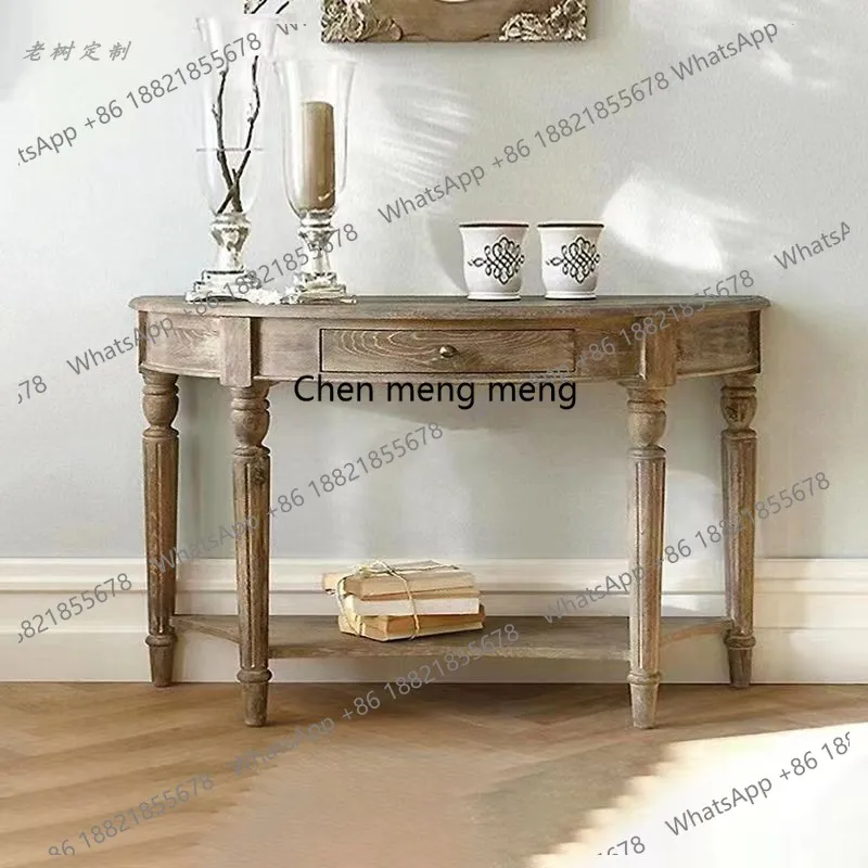 Solid wood semicircular entrance table, foyer, corridor against the wall, entrance table, sofa back, retro decorative cabinets
Solid wood semicircular entrance table, foyer, corridor against the wall, entrance table, sofa back, retro decorative cabinets