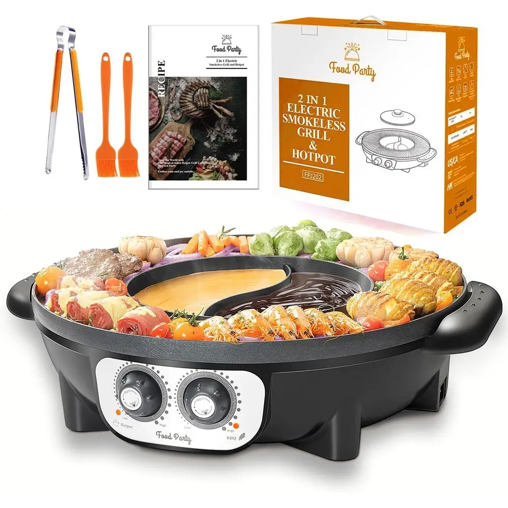 Hot Pot with Grill 2 in 1 Electric SmokelGrill and Hotpot Pot Combo Korean BBQ Grill 110V 1700W
Hot Pot with Grill 2 in 1 Electric SmokelGrill and Hotpot Pot Combo Korean BBQ Grill 110V 1700W