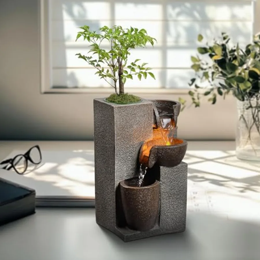 Resin Tabletop Waterfall Fountain with LED Light and Plant Pot Indoor Desk Water Fountains for Home Office Decor 22028N
Resin Tabletop Waterfall Fountain with LED Light and Plant Pot Indoor Desk Water Fountains for Home Office Decor 22028N