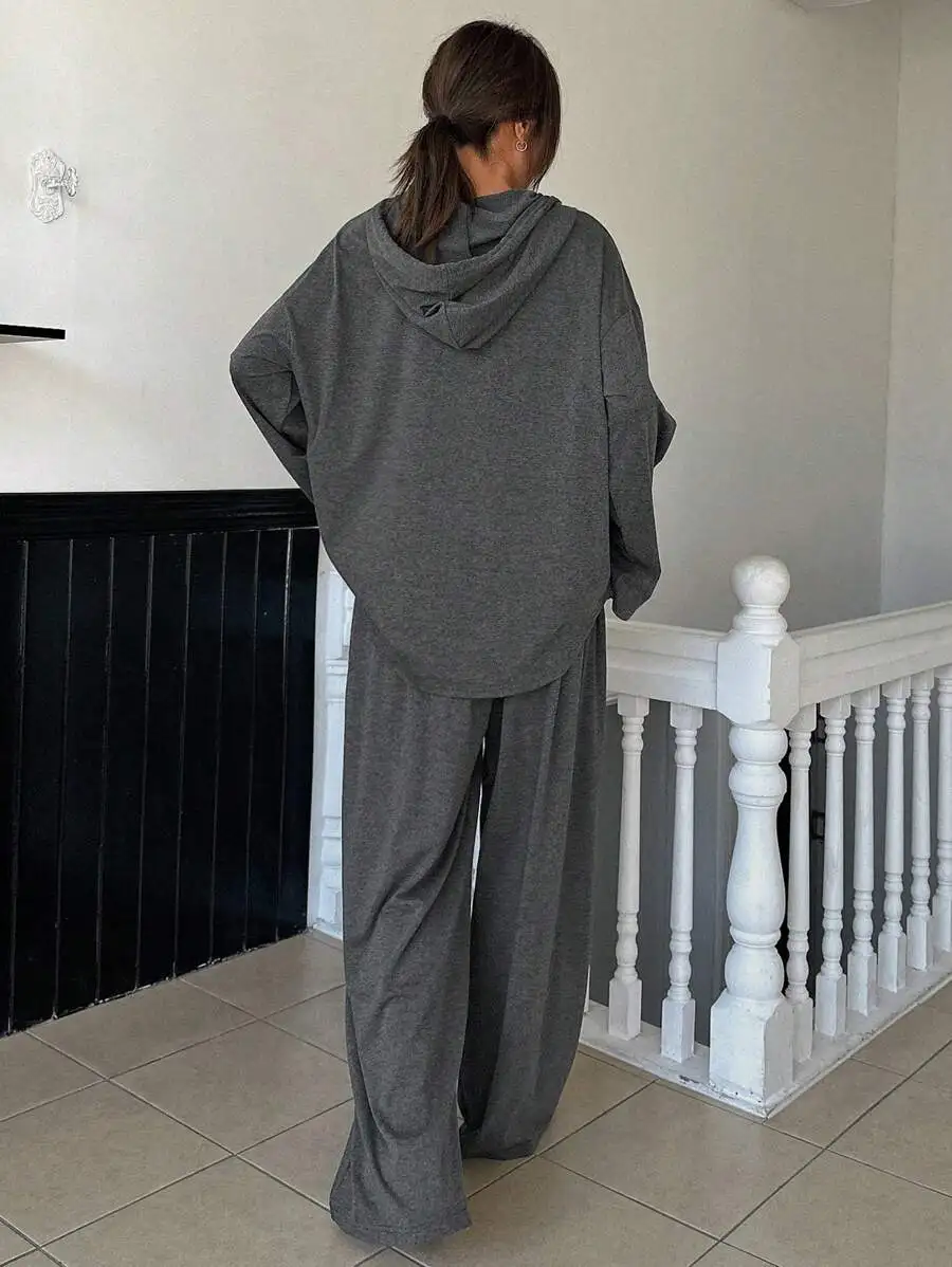 Women Solid Color Drawstring Hooded Long Sleeve Top And Pants 2pcs Set Casual Autumn Lounge Wear
Women Solid Color Drawstring Hooded Long Sleeve Top And Pants 2pcs Set Casual Autumn Lounge Wear