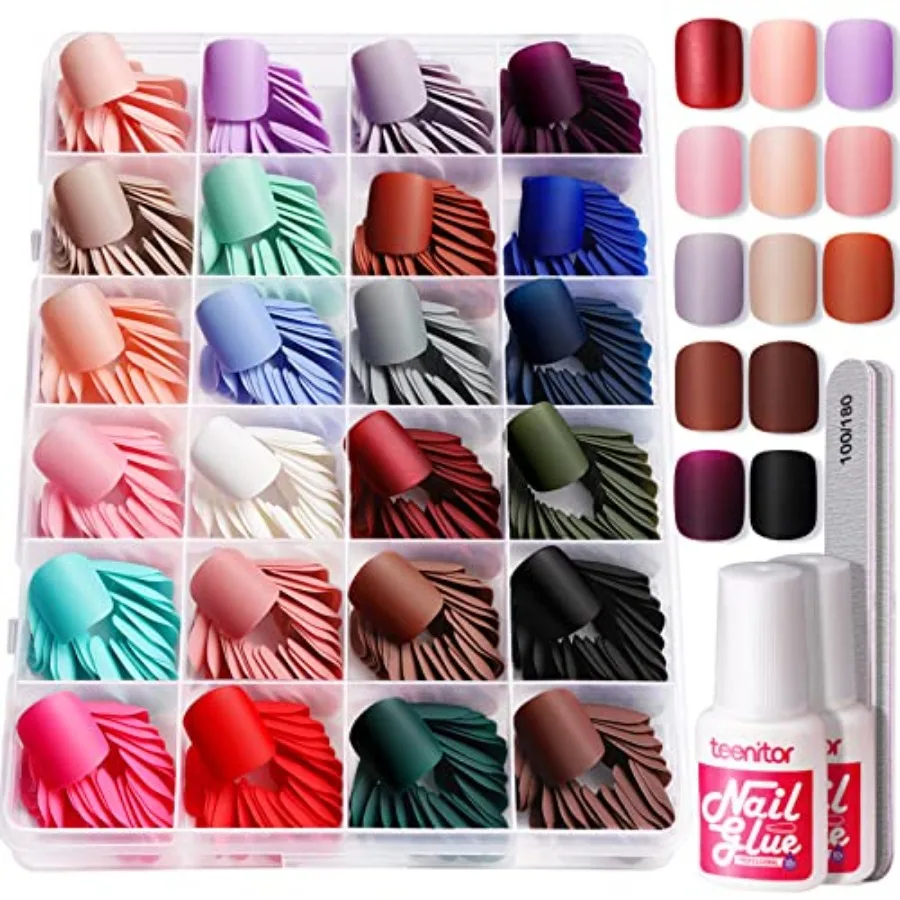 Press on Nails Short, 576pcs Matte Square Short Fake Nails with Nail Glue, Glue on Nails, 24 Colors
Press on Nails Short, 576pcs Matte Square Short Fake Nails with Nail Glue, Glue on Nails, 24 Colors