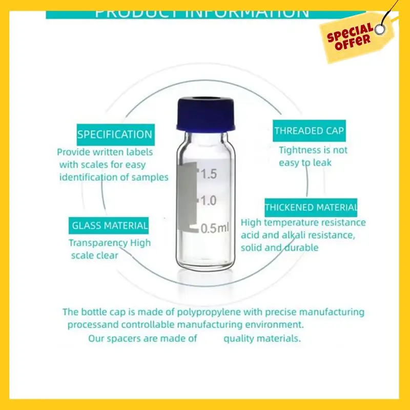 ABCY100 PCS 2Ml HPLC Vials 9-425 Lab Amber Vials With Write-On Spot And Graduations,Screw Cap Clear
ABCY100 PCS 2Ml HPLC Vials 9-425 Lab Amber Vials With Write-On Spot And Graduations,Screw Cap Clear