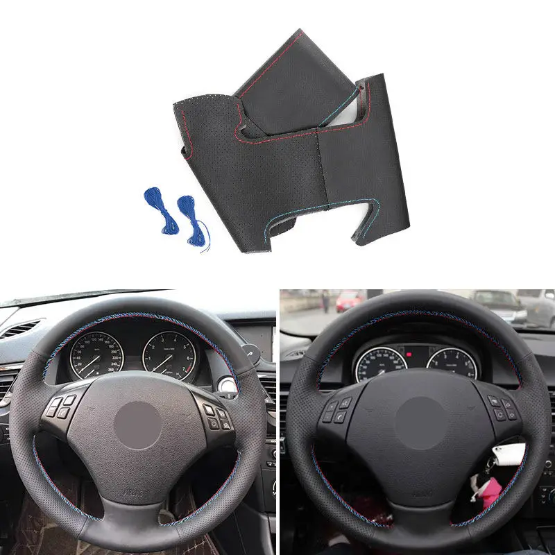 Для BMW 3 серии E90 E91 2005-2011 X1 E84 2010-2013 перфорированная кожа, сшитая вручную автомобильные аксессуары, накладка на руль 
Для BMW 3 серии E90 E91 2005-2011 X1 E84 2010-2013 перфорированная кожа, сшитая вручную автомобильные аксессуары, накладка на руль