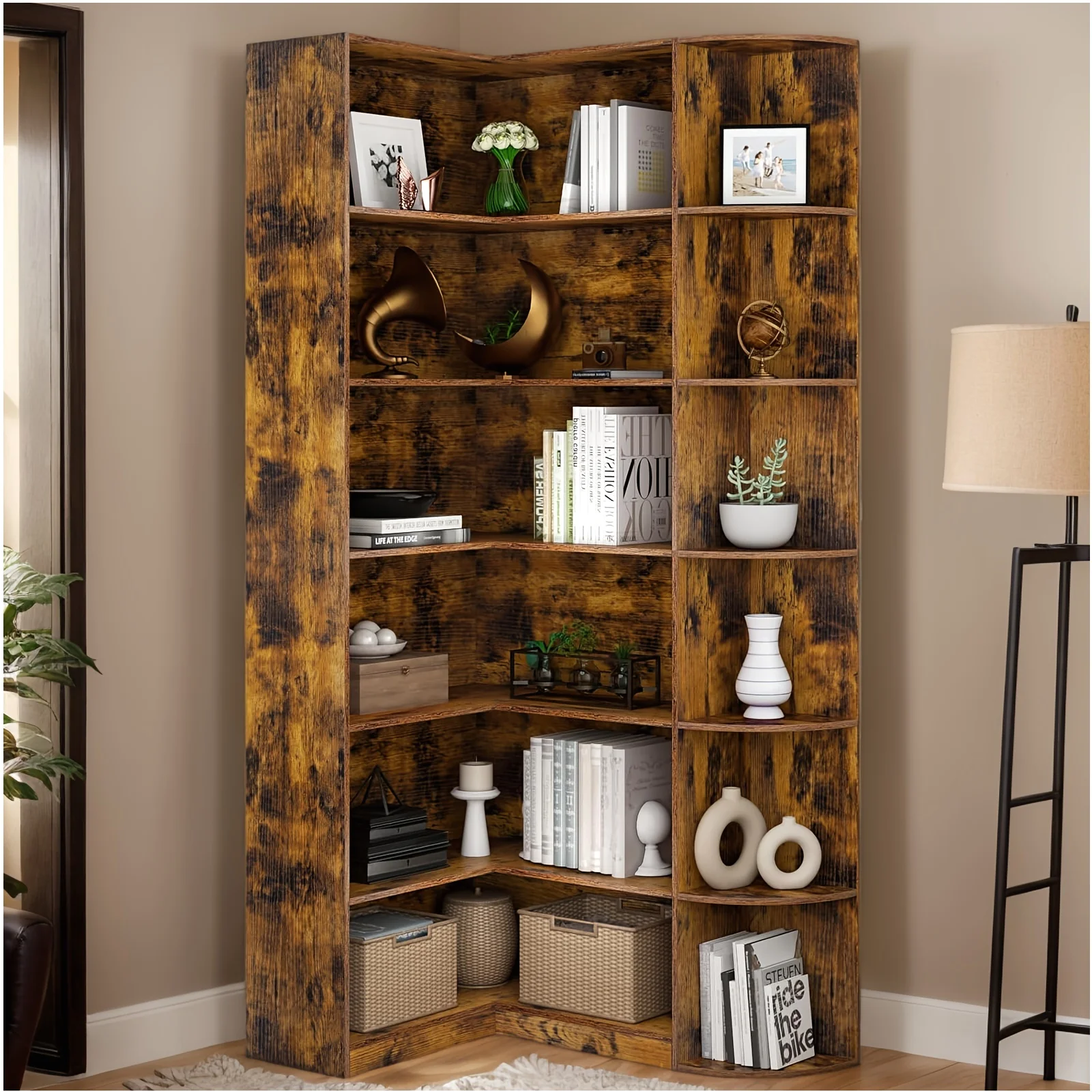 Modern 71-Inch Tall Corner Bookshelf – Sleek White Standalone Unit with 6 Adjustable Shelves & Full Backsplash | Space-Saving Design for Living Room, Bedroom & Office Storage
Modern 71-Inch Tall Corner Bookshelf – Sleek White Standalone Unit with 6 Adjustable Shelves & Full Backsplash | Space-Saving Design for Living Room, Bedroom & Office Storage