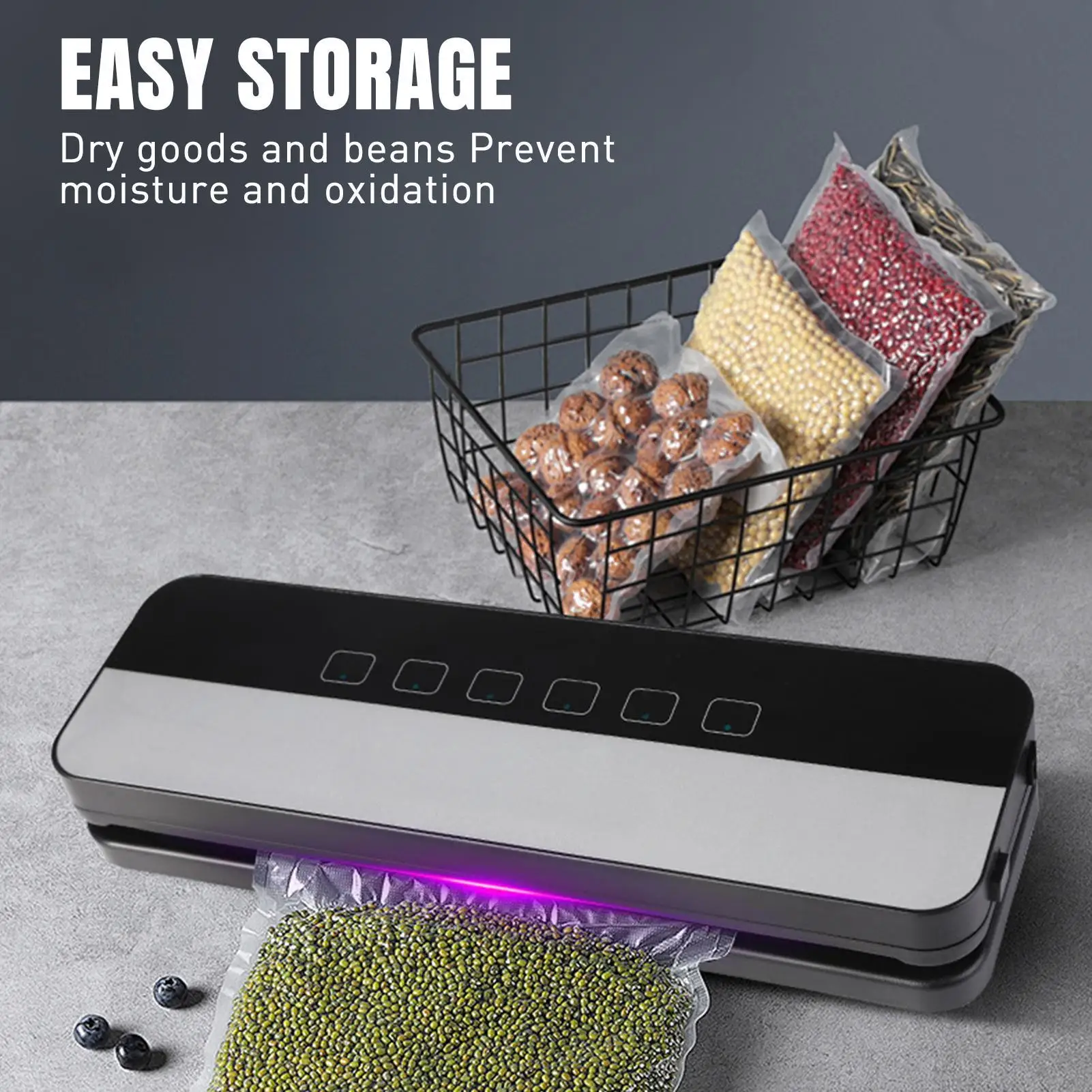 Household Bag Sealer Vacuum Food Sealer Fully Automatic Vacuum Sealer Dry Wet Modes Preserve Portable For Preservation Packing
Household Bag Sealer Vacuum Food Sealer Fully Automatic Vacuum Sealer Dry Wet Modes Preserve Portable For Preservation Packing