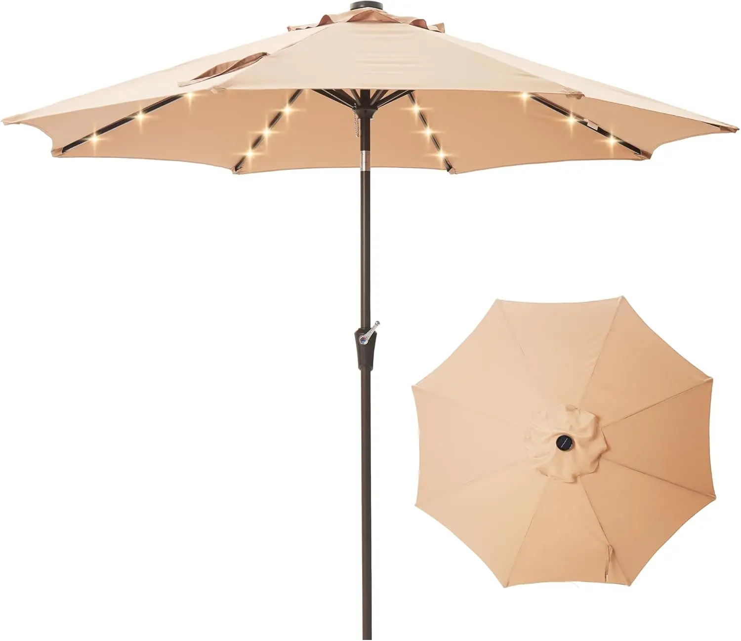9FT Solar-Powered LED Patio Umbrella with Tilt Crank,Outdoor Market Umbrella with 32 Lights,Sunshade for Deck, Garden and Poo
9FT Solar-Powered LED Patio Umbrella with Tilt Crank,Outdoor Market Umbrella with 32 Lights,Sunshade for Deck, Garden and Poo