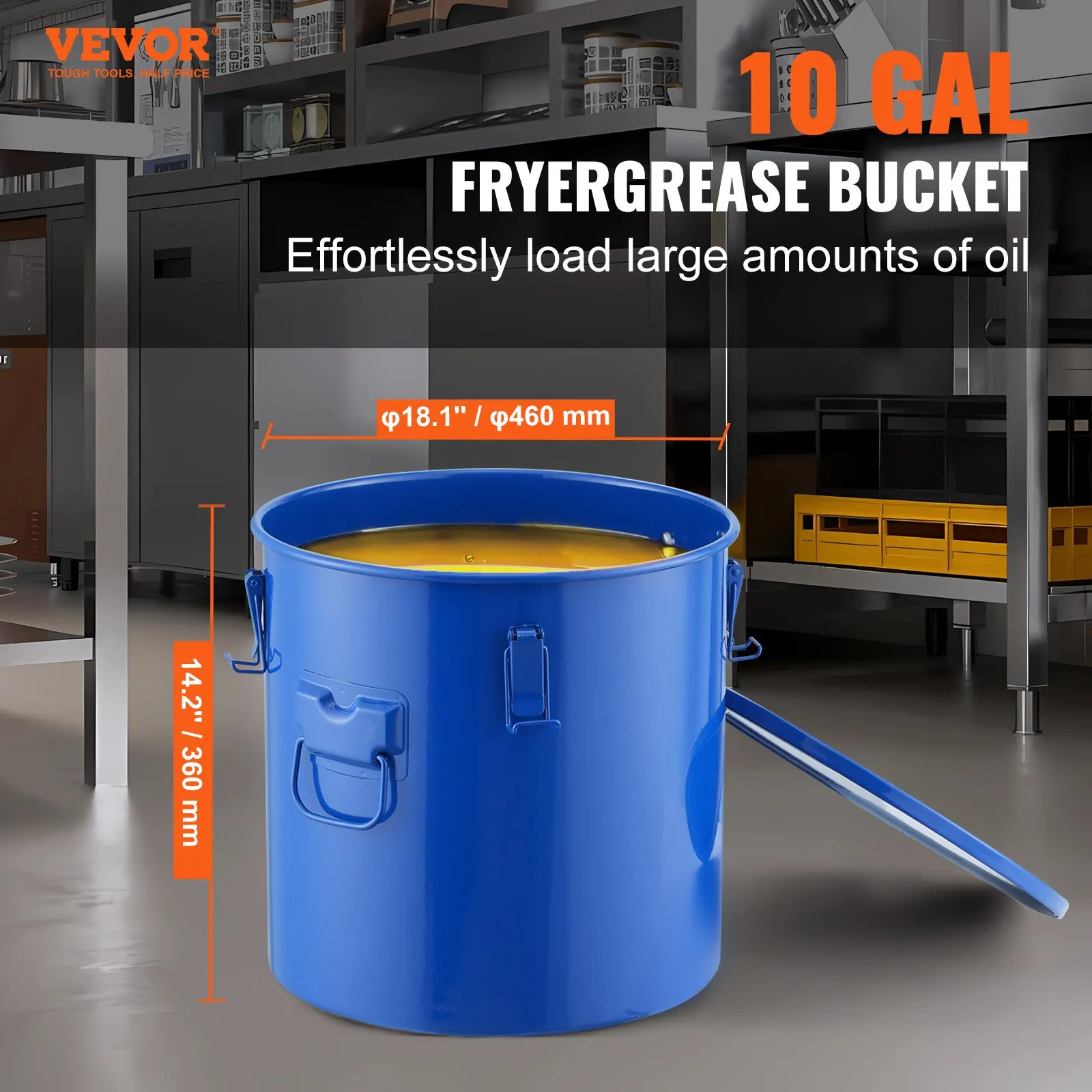 Fryer Grease Bucket, 10 Gal Oil Disposal Caddy Carbon Steel Fryer Oil Bucket With Rust-Proof Coating, Oil Transport Container
Fryer Grease Bucket, 10 Gal Oil Disposal Caddy Carbon Steel Fryer Oil Bucket With Rust-Proof Coating, Oil Transport Container