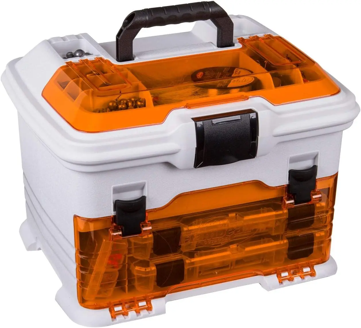Portable Fishing Tackle Box with 5 Removable Organizers, Anti-Rust Technology for Lure Storage - White/Orange
Portable Fishing Tackle Box with 5 Removable Organizers, Anti-Rust Technology for Lure Storage - White/Orange