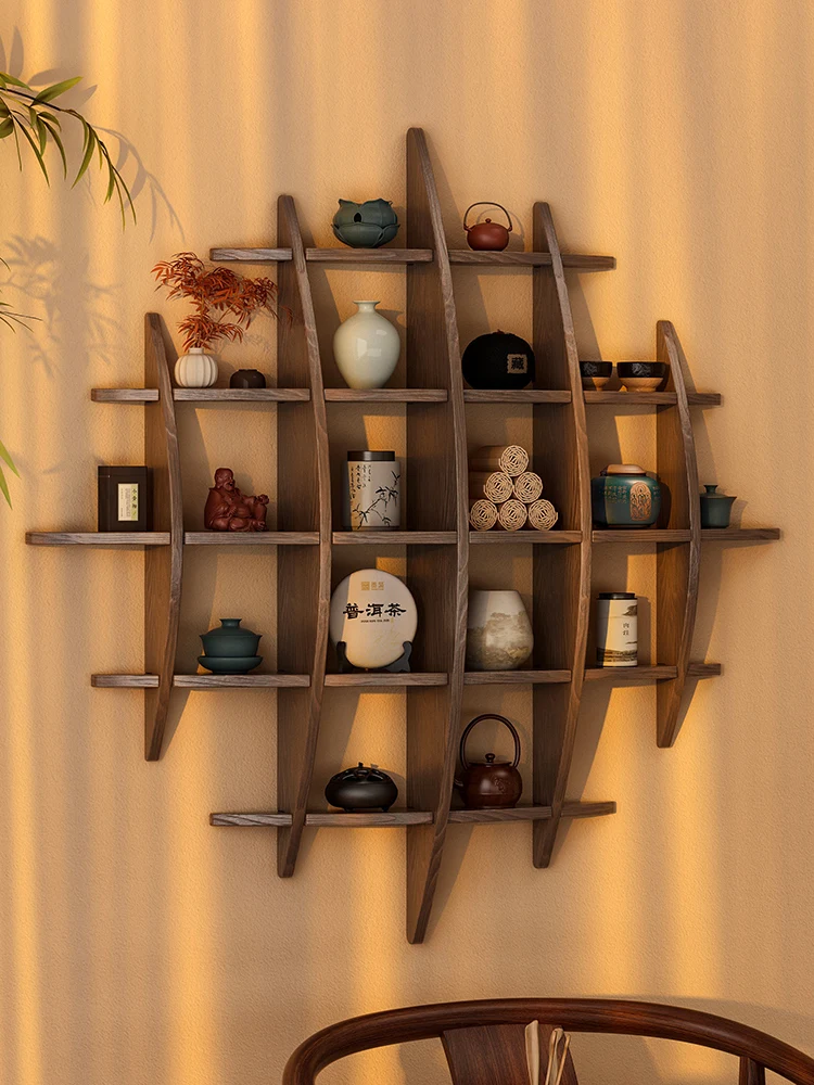 Wall-mounted Bogu frame Solid wood Chinese teacup Tea set Storage shelf Tea room Background wall Decoration Duobao Pavilion
Wall-mounted Bogu frame Solid wood Chinese teacup Tea set Storage shelf Tea room Background wall Decoration Duobao Pavilion