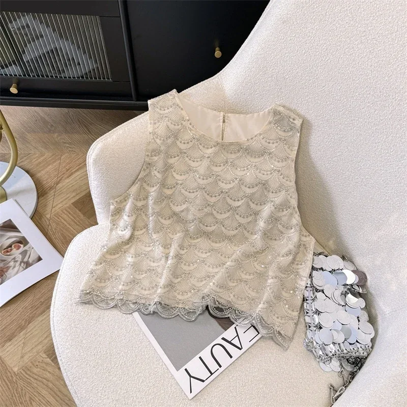 Summer New High Quality Night Club Sequin Patchwork Women Wear Streetwear Fashion Design Sleeveless Round Neck Vest
Summer New High Quality Night Club Sequin Patchwork Women Wear Streetwear Fashion Design Sleeveless Round Neck Vest