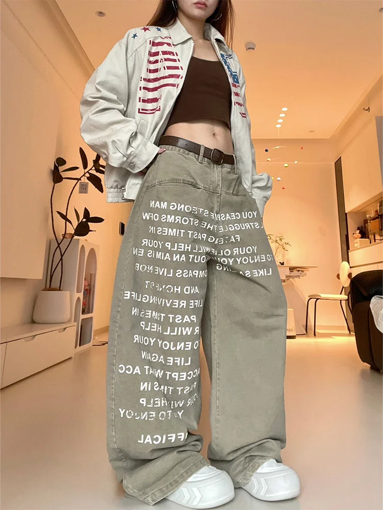 plus Size American Style Printed Denim Pants Women's Wide Leg High Waist Casual Trousers Pear Shape Slimming Straight Jeans
plus Size American Style Printed Denim Pants Women's Wide Leg High Waist Casual Trousers Pear Shape Slimming Straight Jeans