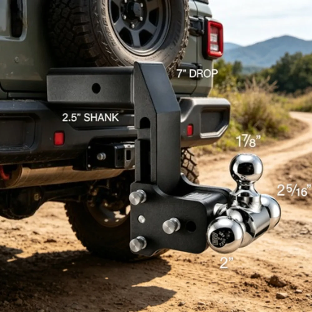 MultiPro Tow and Stow Hitch for 2.5 Inch Receiver Tri-Ball 18000 lbs GTW
MultiPro Tow and Stow Hitch for 2.5 Inch Receiver Tri-Ball 18000 lbs GTW