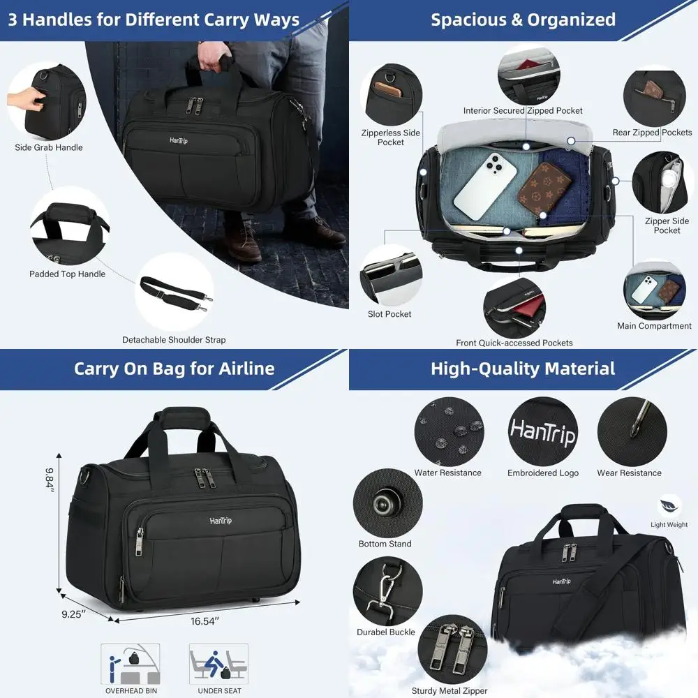 Компактная дорожная сумка — сумка для самолета под сиденьем, сумка выходного дня для мужчин и женщин, ручная кладь с мягкой боковой стороны (черная)
Компактная дорожная сумка — сумка для самолета под сиденьем, сумка выходного дня для мужчин и женщин, ручная кладь с мягкой боковой стороны (черная)