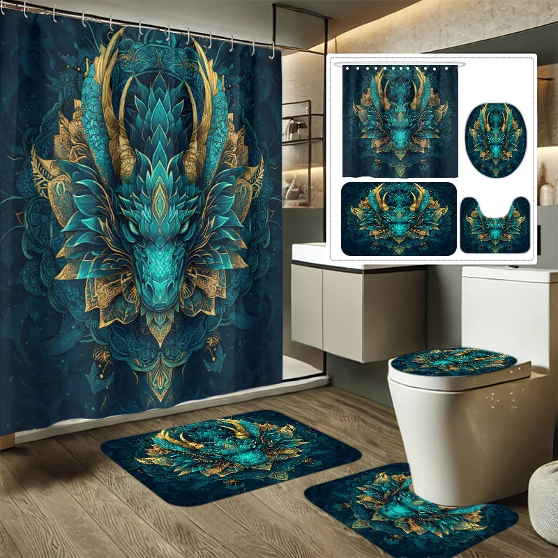 4 шт., набор занавесок для душа с принтом «Пробуждение души дракона», кольцевая занавеска для душа, разные размеры, декоративный набор для ванной комнаты включает Showe
4 шт., набор занавесок для душа с принтом «Пробуждение души дракона», кольцевая занавеска для душа, разные размеры, декоративный набор для ванной комнаты включает Showe