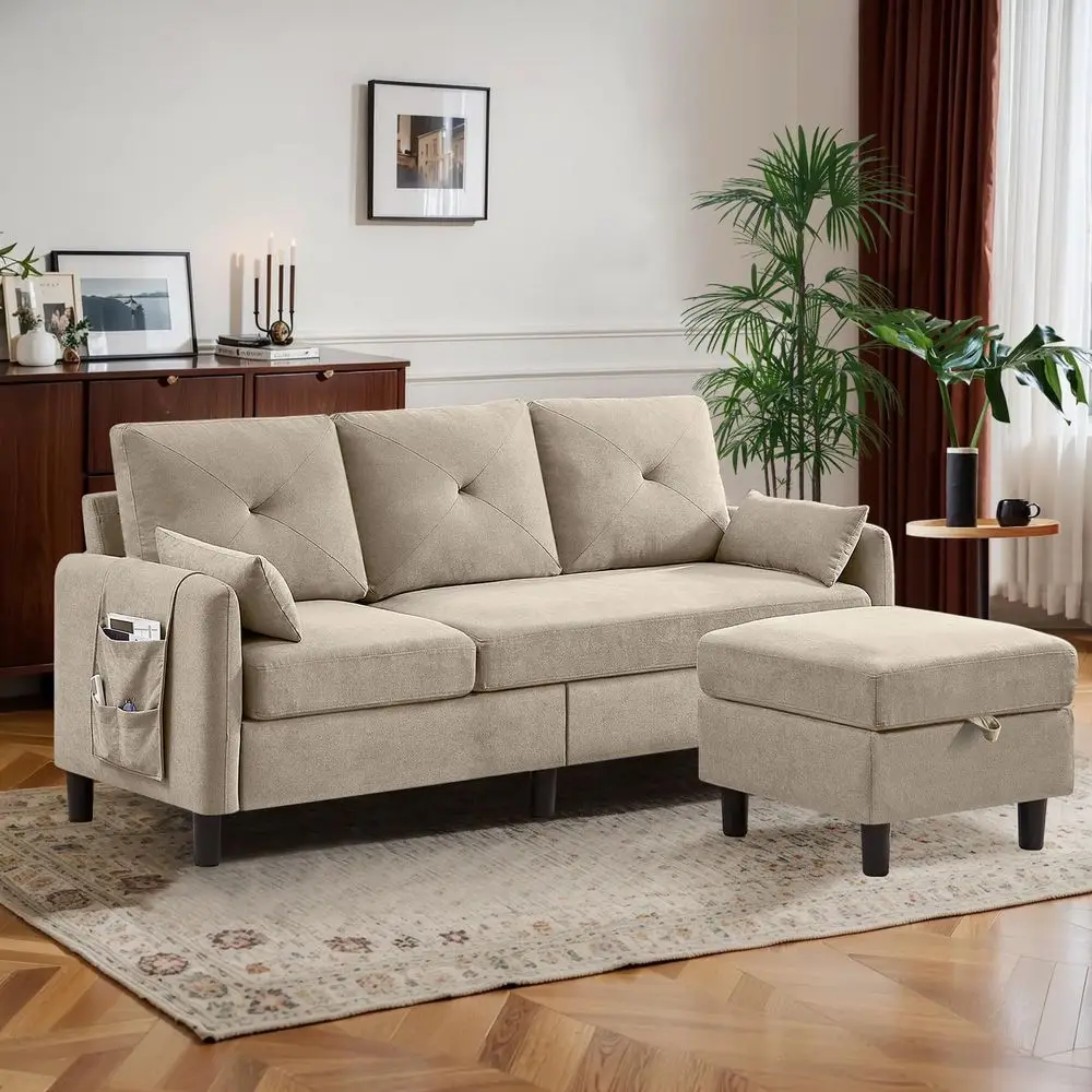 77 Convertible Sectional Sofa with Storage Chaise, 3-Seat L-Shape Couch, Removable Pillows, Linen Fabric, Suitable for Small Liv
77 Convertible Sectional Sofa with Storage Chaise, 3-Seat L-Shape Couch, Removable Pillows, Linen Fabric, Suitable for Small Liv