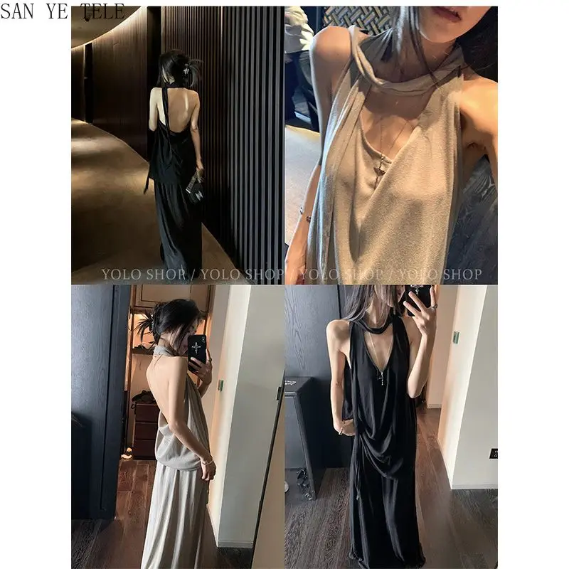 Swinging Collar Design Two-piece Set Backless Top Backless Halter Top Elegant Party Night Out Wear Fashion Statement
Swinging Collar Design Two-piece Set Backless Top Backless Halter Top Elegant Party Night Out Wear Fashion Statement