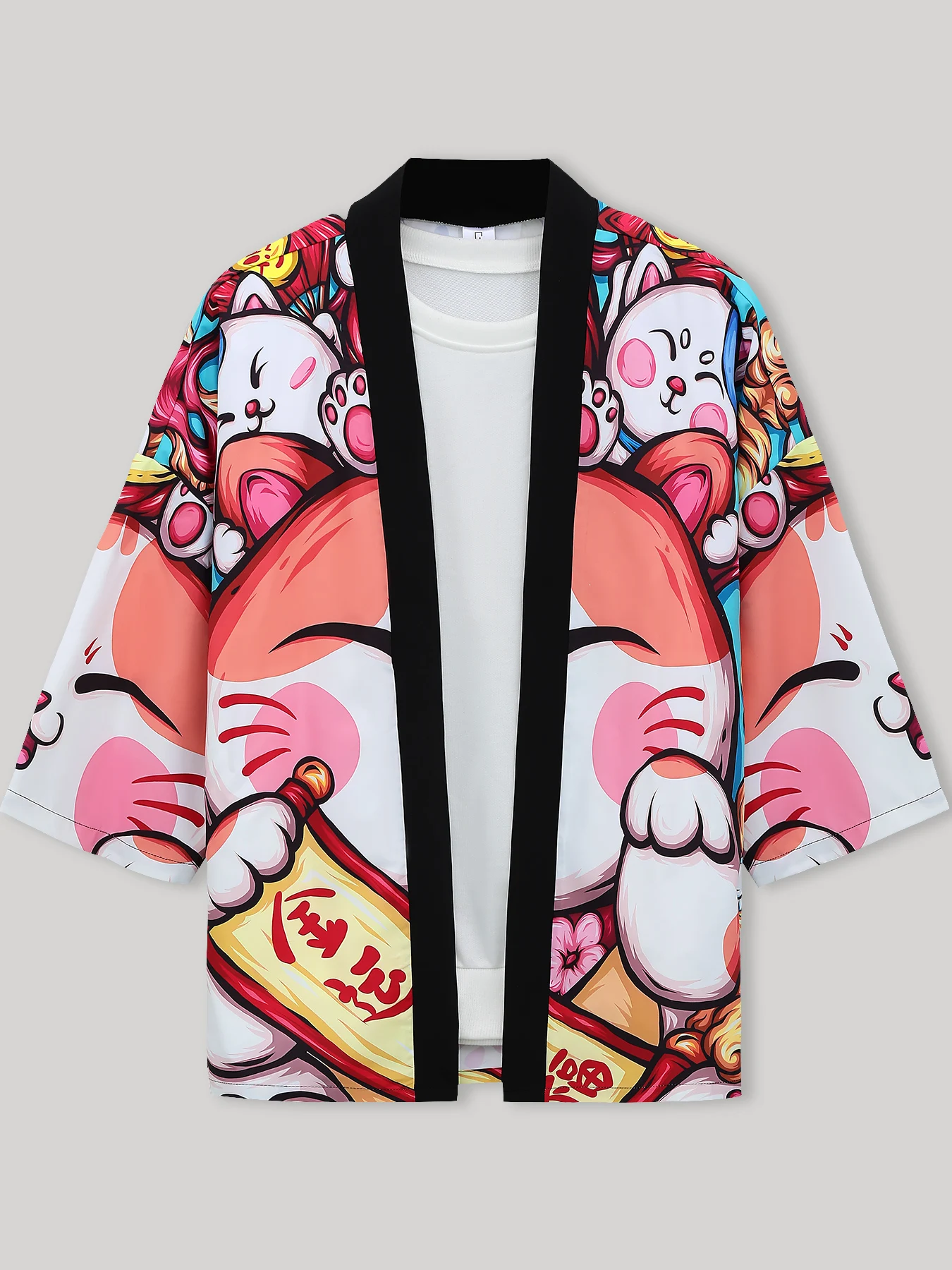 Men's Lucky Cat Print Seven-Quarter Sleeve Robe Spring Fall Loose National Trend Thin Cardigan
Men's Lucky Cat Print Seven-Quarter Sleeve Robe Spring Fall Loose National Trend Thin Cardigan