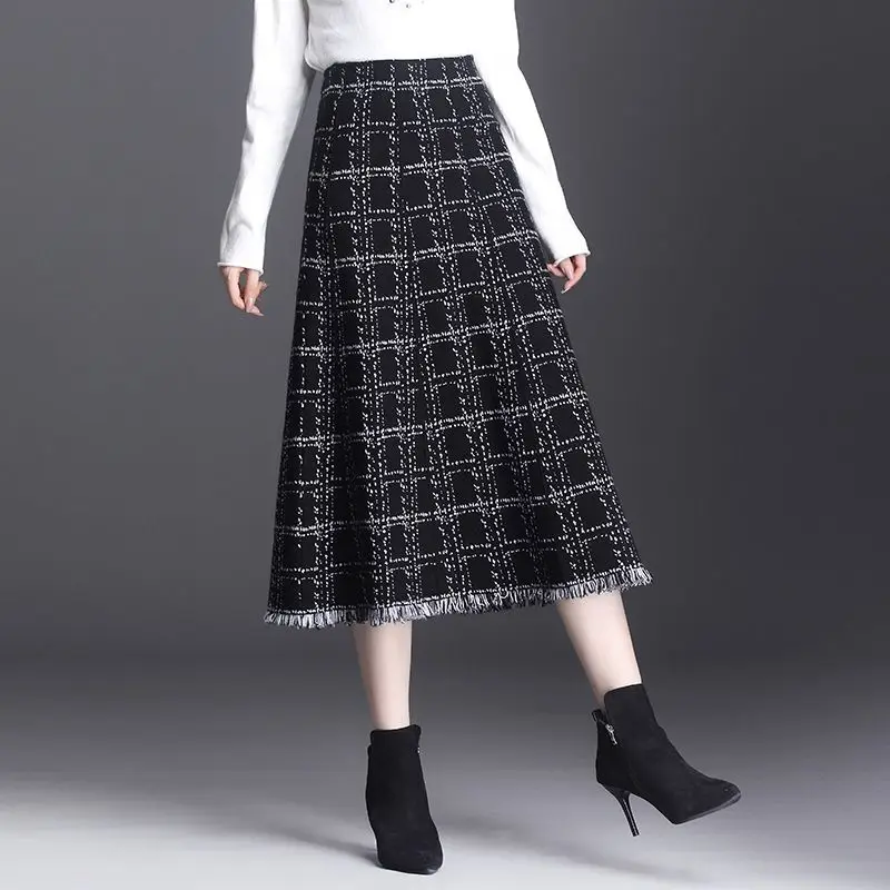 Autumn Winter Fashion Tassel Plaid High Waist Mid Length Skirt Women Simplicity Office Lady Skirt Casual Knitting A-line Skirt
Autumn Winter Fashion Tassel Plaid High Waist Mid Length Skirt Women Simplicity Office Lady Skirt Casual Knitting A-line Skirt