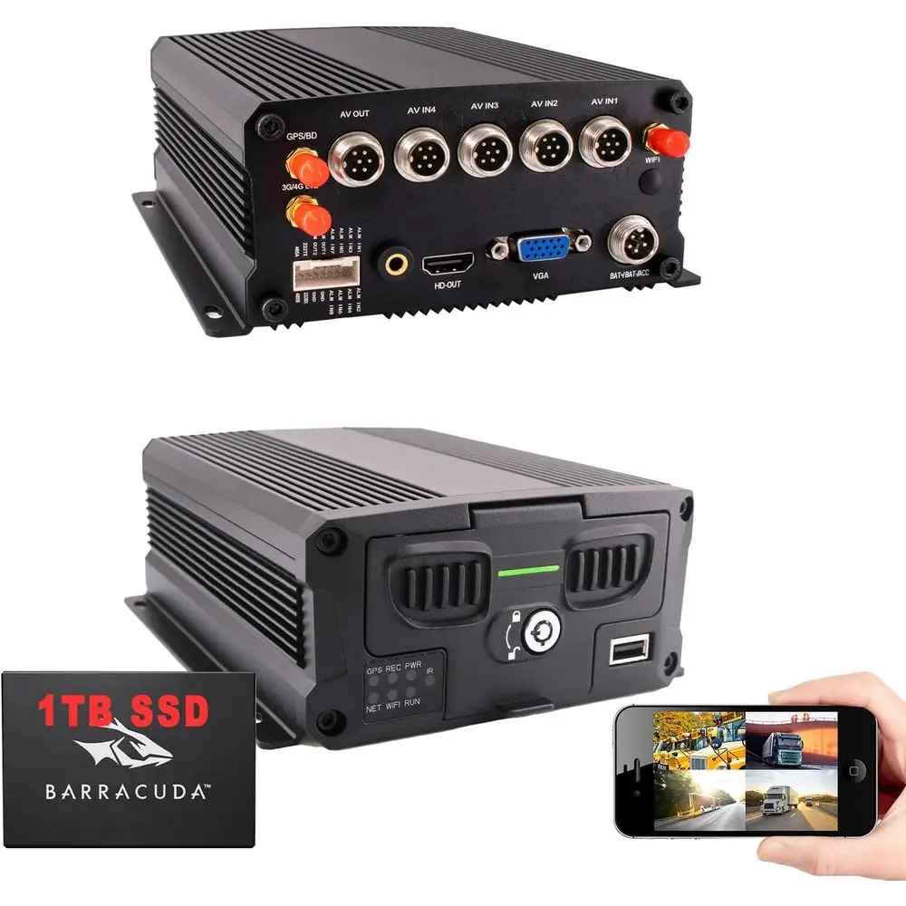 (1TB SSD Included) 8-CH GPS Track 4G LTE Wii HDD/SSD/SD Drive 1080P Vehicle Bus DVR MDVR Video Recorder Real-time Remote Live Vi
(1TB SSD Included) 8-CH GPS Track 4G LTE Wii HDD/SSD/SD Drive 1080P Vehicle Bus DVR MDVR Video Recorder Real-time Remote Live Vi