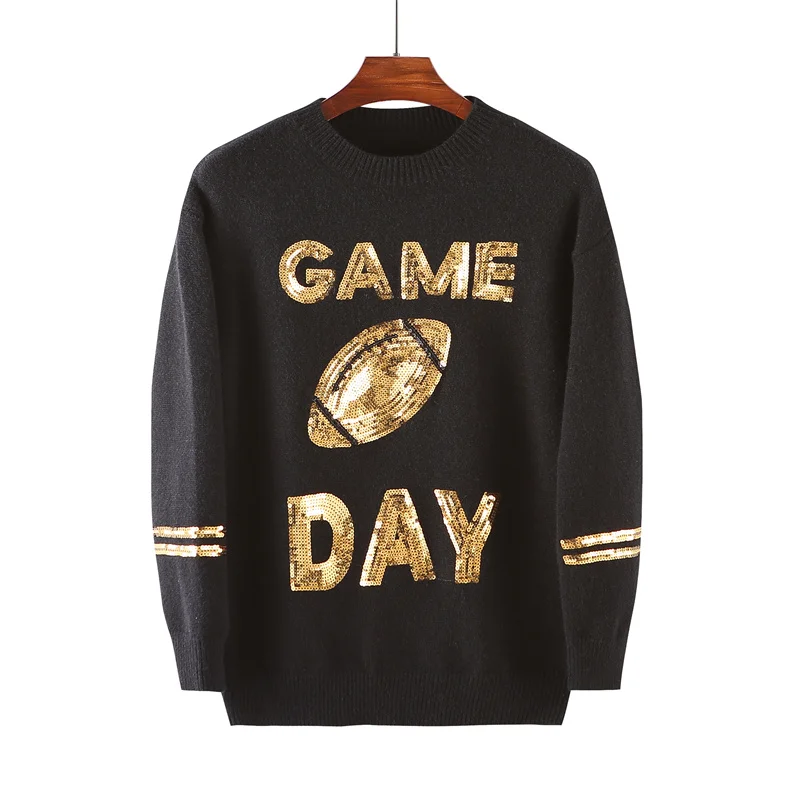 Autumn And Winter New Long Sleeve Letter Geometry Straight Women's Sweater Round Neck Loose Sequin Fashion Knitted Tops
Autumn And Winter New Long Sleeve Letter Geometry Straight Women's Sweater Round Neck Loose Sequin Fashion Knitted Tops