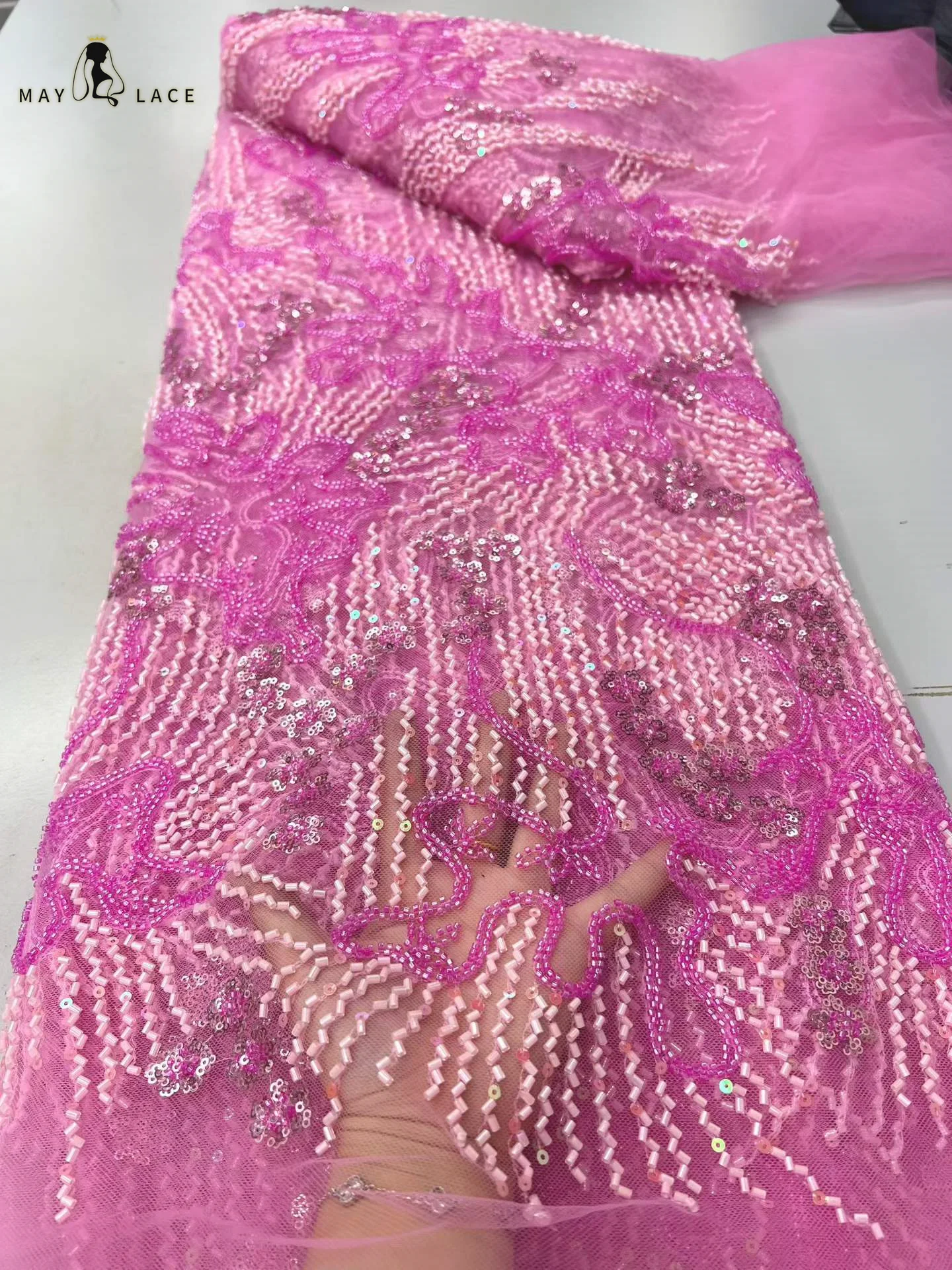 2026 High Quality Pink African French Beaded Lace Fabric Sewing Sequins Embroidery Nigerian Mesh Lace Fabrics For Women Wedding
2026 High Quality Pink African French Beaded Lace Fabric Sewing Sequins Embroidery Nigerian Mesh Lace Fabrics For Women Wedding