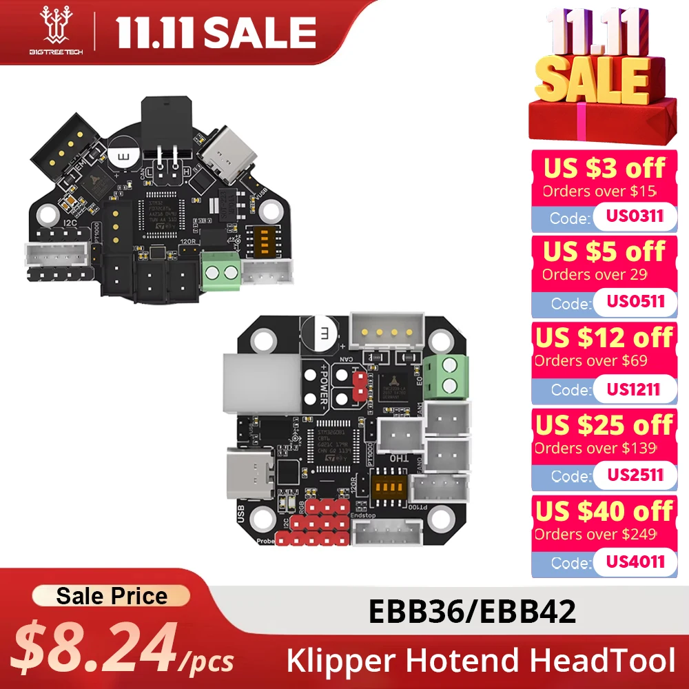 BIGTREETECH EBB36 EBB42 CAN V1.2 Поддержка платы Canbus PT100 для Klipper Hotend HeadTool 36, шаговый двигатель Ender3, детали 3d-принтера
BIGTREETECH EBB36 EBB42 CAN V1.2 Поддержка платы Canbus PT100 для Klipper Hotend HeadTool 36, шаговый двигатель Ender3, детали 3d-принтера