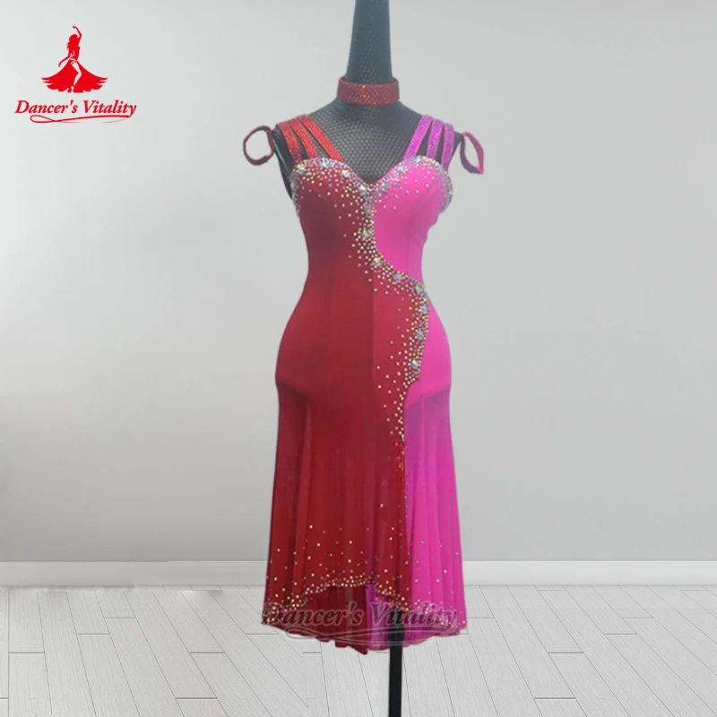 Two Color Splicing Adult Latin Sleeveless Dance's Dresses Customized Dancer's Vitality Female Chacha Samba Professional Costume
Two Color Splicing Adult Latin Sleeveless Dance's Dresses Customized Dancer's Vitality Female Chacha Samba Professional Costume