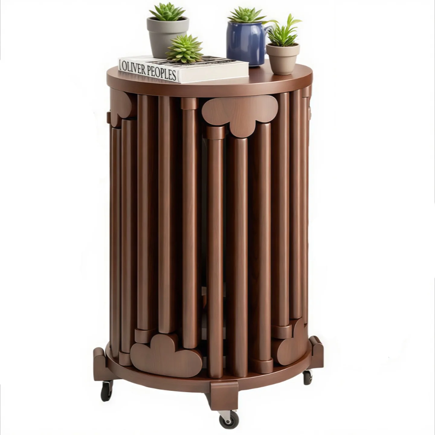 #Four-inOne Solid Wood Coffee Table with Stackable Round Stools Modern Home Small Stools & Dining Chairs New Chinese Style Stack