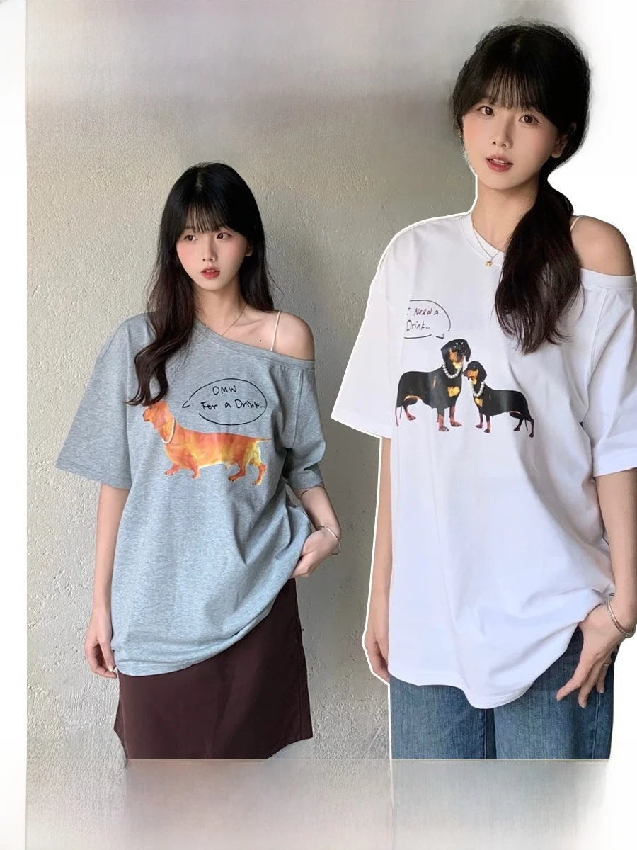 Hanna Casual Style Printed Cotton Short Sleeve Shoulder Bared Loose Fit Women's T-shirt Summer Fashion Casual Wear
Hanna Casual Style Printed Cotton Short Sleeve Shoulder Bared Loose Fit Women's T-shirt Summer Fashion Casual Wear