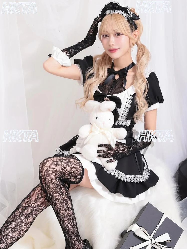 Japanese Style Sweet Cute Lolita Cosplay Short Sleeve Square Neck Black Short Dresses for Girls Apron Mine Summer Dress Women
Japanese Style Sweet Cute Lolita Cosplay Short Sleeve Square Neck Black Short Dresses for Girls Apron Mine Summer Dress Women