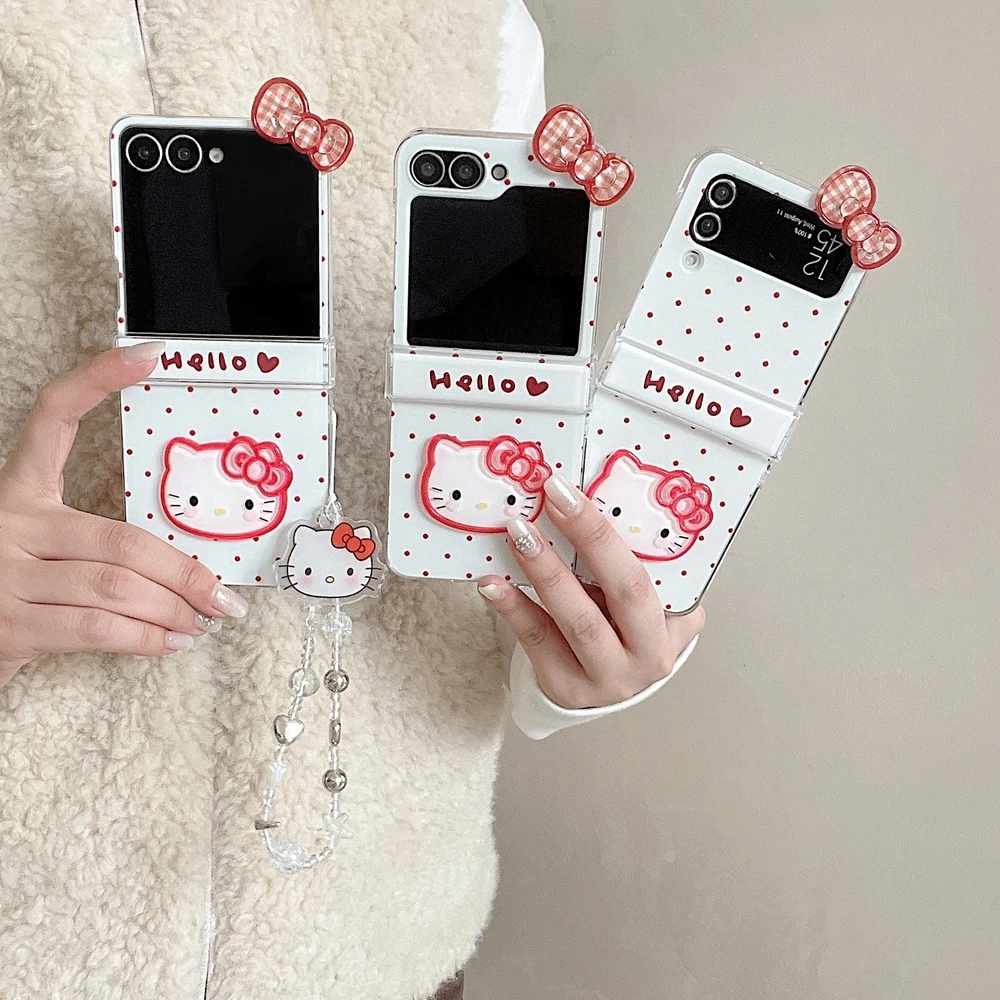 Cute Cartoon Sanrio Hello Kitty Wave Point Bow Phone Case For Samsung Galaxy Z Flip 7 6 5 4 3 Case Soft TPU Cover With Lanyard
Cute Cartoon Sanrio Hello Kitty Wave Point Bow Phone Case For Samsung Galaxy Z Flip 7 6 5 4 3 Case Soft TPU Cover With Lanyard