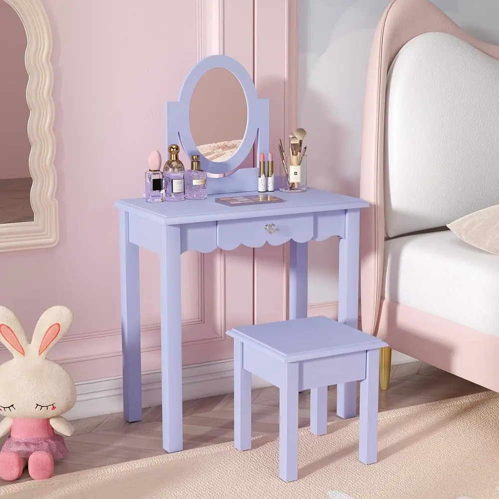 Wooden 2-in-1 Kids Vanity Set with Mirror, Stool, and Detachable Makeup Desk for Toddler Girls
Wooden 2-in-1 Kids Vanity Set with Mirror, Stool, and Detachable Makeup Desk for Toddler Girls